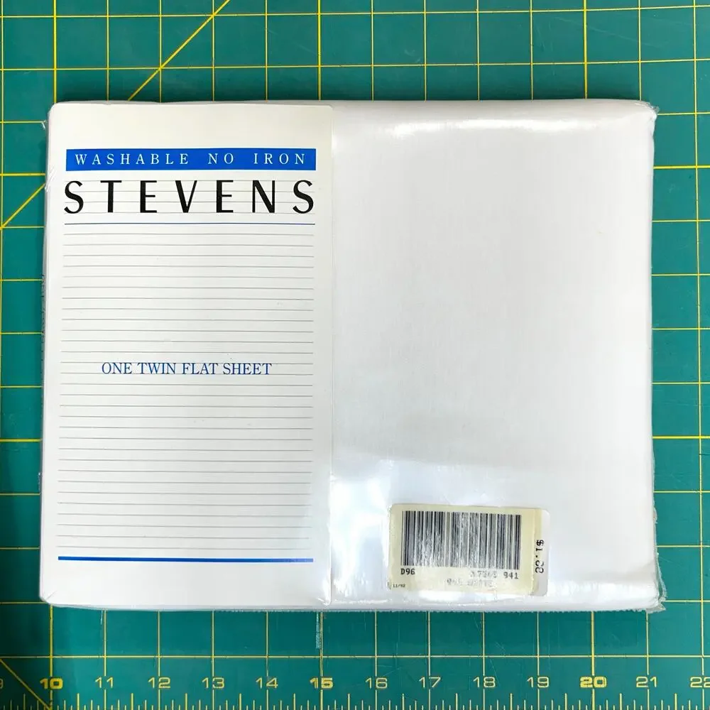 Vtg Stevens Twin Flat Sheet White NOS Sealed Cotton Blend No Iron 66x96 USA Made